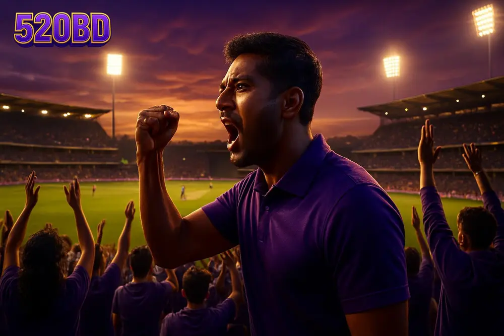 520BD Bangladesh — a stadium crowd cheering during a cricket match at dusk